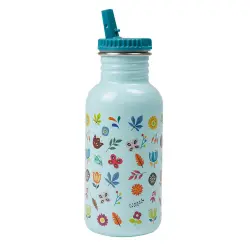 Botella de agua personalizable para niños con diseño de flores