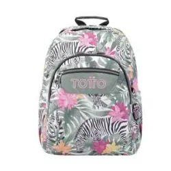 Totto - Mochila escolar adaptable a carro tropical cebras Acuareles