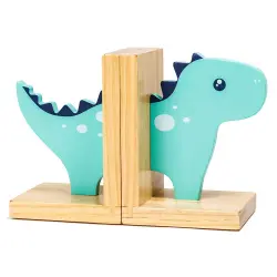 Sujetalibros infantil original y decorativo de madera con forma de dinosaurio