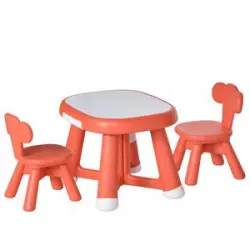 Homcom - Conjunto Mesa + 2 Sillas infantiles Rojo coral