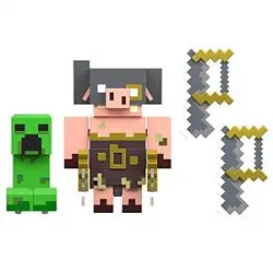 Mattel - Pack Doble Figuras Articuladas Creeper vs Piglin ㅤ