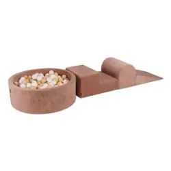 MeowBaby - Parque de juegos infantil de espuma beige con piscina de bolas y 200 bolas beige/blanco