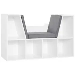 Homcom - Librería con asiento Blanco-Gris