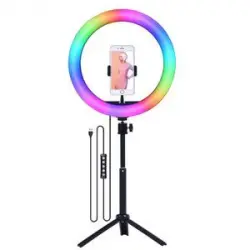 Aro de luz 26 cm Led 9 colores con trípode 210 cm