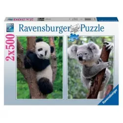 Set Con 2 Puzzles De 500 Piezas De Koala Y Oso Panda En Árbol 17288