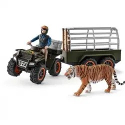 Schleich Figura 42351 - Vida Salvaje - Quad Con Remolque Y Guardabosques