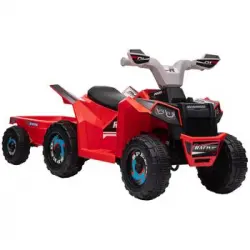 Quad Eléctrico Para Niños De 18-36 Meses Con Remolque Rojo Homcom