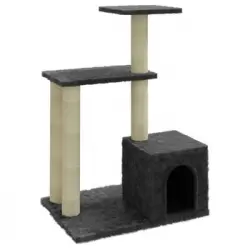 Rascador Para Gatos Con Postes De Sisal Gris Oscuro 71 Cm Vidaxl