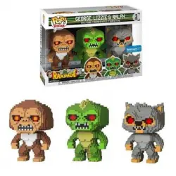 3 Figuras Funko Pop! Rampage: 8-bit George, Lizzie, Ralph - Exclusivo