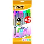 6 + 2 bolígrafos BIC Cristal Fun
