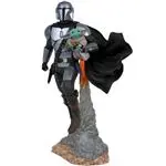 Figura Diamond Star Wars The Mandalorian con Baby Yoda volando 41cm