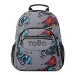 Mochila escolar Totto Tempera gris con robots