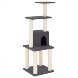 Rascador Para Gatos Con Postes De Sisal Gris Oscuro 105 Cm Vidaxl