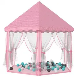 Carpa De Juegos De Princesa Con 250 Bolas Rosa 133x140 Cm Vidaxl