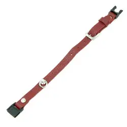 TK-Pet Gante Collar de Cuero Rojo para gatos